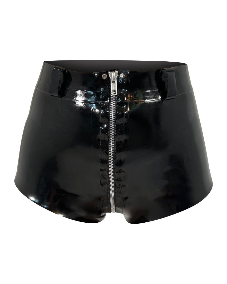 Latex Zip-up Ride Shorts